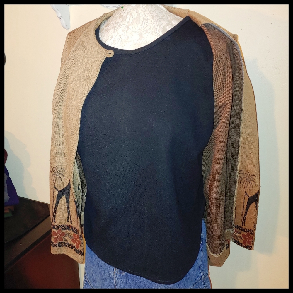 Alfred Dunner Giraffe Print Faux Cardigan - Picture 3 of 5